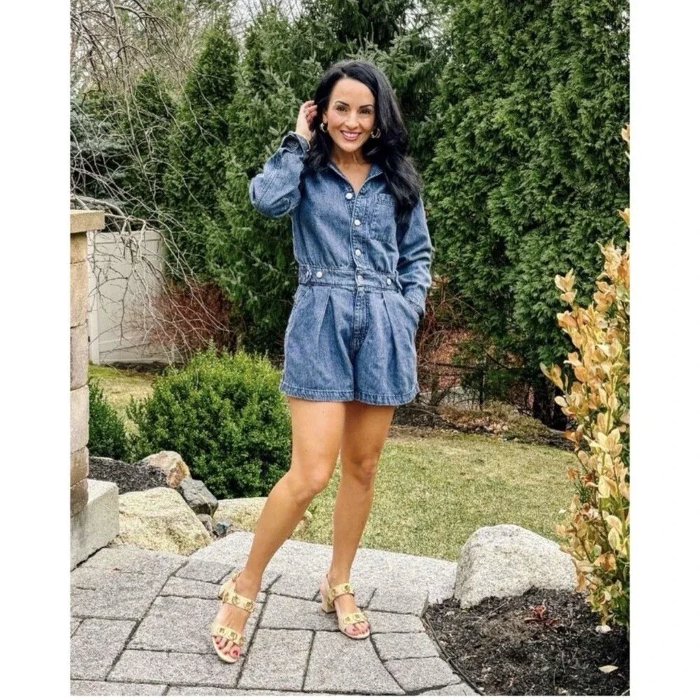 Women's Long Sleeve Denim Romper Universal Thread Size 17 NWT Blue - Picture 4 of 16